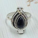 Black Onyx 925 Sterling Silver Poison Box Ring (REXT161-11)