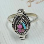 Cotton Candy Turquoise 925 Sterling Silver Poison Box Ring (REXT161-12)
