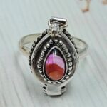 Pink Dahlia Turquoise 925 Sterling Silver Poison Box Ring (REXT161-13)