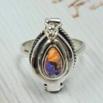 Pink Dahlia Turquoise 925 Sterling Silver Poison Box Ring (REXT161-19)