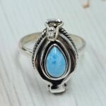 Larimar 925 Sterling Silver Poison Box Ring (REXT161-22)