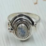 Rainbow Moonstone 925 Sterling Silver Poison Box Ring (REXT161-8)