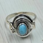 Larimar 925 Sterling Silver Poison Box Ring (REXT161-6)