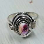 Pink Dahlia Turquoise 925 Sterling Silver Poison Box Ring (REXT161-2)