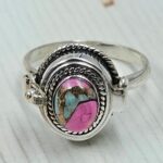 Cotton Candy Turquoise 925 Sterling Silver Poison Box Ring (REXT161-4)