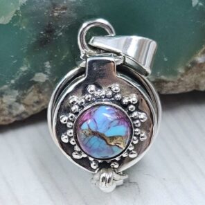 Pink Dahlia Turquoise 925 Sterling Silver Poison Box Pendant (REXT164-9)