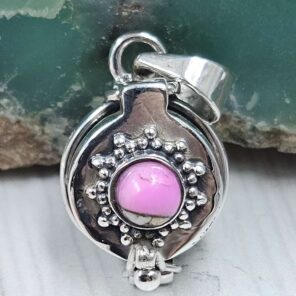 Cotton Candy Turquoise 925 Sterling Silver Poison Box Pendant (REXT164-6)