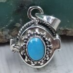Kingman Turquoise 925 Sterling Silver Poison Box Pendant (REXT164-15)