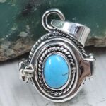 Kingman Turquoise 925 Sterling Silver Poison Box Pendant (REXT164-23)