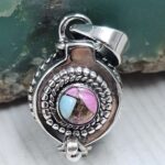 Cotton Candy Turquoise 925 Sterling Silver Poison Box Pendant (REXT164-33)