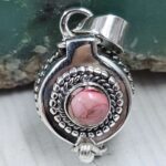 Pink Dahlia Turquoise 925 Sterling Silver Poison Box Pendant (REXT164-35)