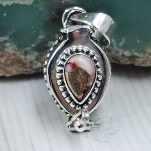 Red Rose Dahlia 925 Sterling Silver Poison Box Pendant (REXT164-82)