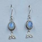 Rainbow Moonstone Size 925 Sterling Silver Earrings (REXT165-56)