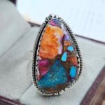 Pink Dahlia Turquoise Size US 10 925 Sterling Silver Ring (REXT165-2)