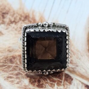 Smoky Quartz Size US 6 925 Sterling Silver Ring (REXT165-39)