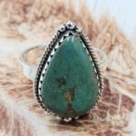 Tibetan Turquoise Size US 9 925 Sterling Silver Ring (REXT165-7)