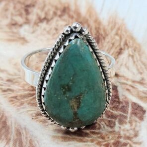 Chrysocolla Size US 9 925 Sterling Silver Ring (REXT165-7)