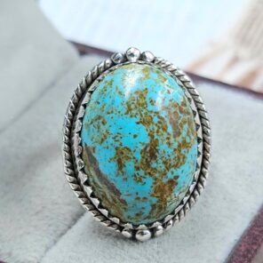 Kingman Turquoise Size US 7 925 Sterling Silver Ring (REXT165-35)