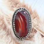 Red Botswana Agate Size US 10 925 Sterling Silver Ring (REXT165-36)