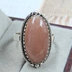 Peach Moonstone Size US 9 925 Sterling Silver Ring (REXT165-46)