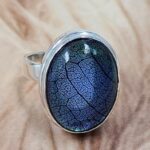 Aurora Opal Leaf Size US 7 925 Sterling Silver Ring (REXT6-143)