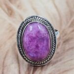 Pink Rainbow Moonstone Size US 8 925 Sterling Silver Ring (REXT49-439)