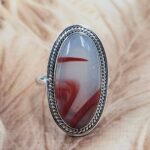 Red Agate Size US 10 925 Sterling Silver Ring (REXT49-440)