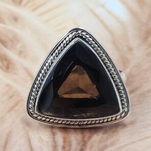 Smoky Quartz Size US 10 925 Sterling Silver Ring (REXT49-469)