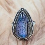 Aurora Opal Leaf Size US 7 925 Sterling Silver Ring (REXT49-450)