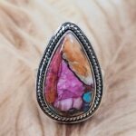 Pink Dahlia Turquoise Size US 7 925 Sterling Silver Ring (REXT49-458)