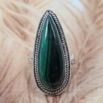 Malachite Size US 9 925 Sterling Silver Ring (REXT49-488)