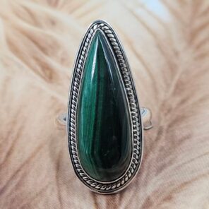 Malachite Size US 9 925 Sterling Silver Ring (REXT49-488)