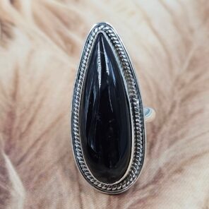 Black Onyx Size US 6 925 Sterling Silver Ring (REXT49-472)