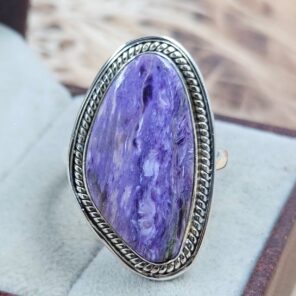 Charoite Size US 11 925 Sterling Silver Ring (REXT49-468)