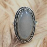 White Moonstone Size US 9 925 Sterling Silver Ring (REXT49-493)