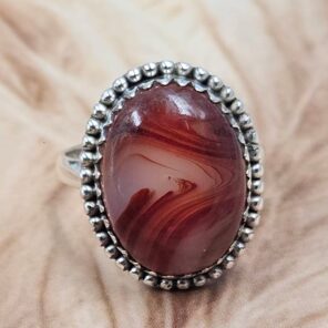 Red Agate Size US 10 925 Sterling Silver Ring (REXT25-165)