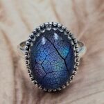 Aurora Opal Leaf Size US 9 925 Sterling Silver Ring (REXT25-166)