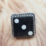 Black Onyx Dice Size US 8 925 Sterling Silver Ring (REXT25-175)