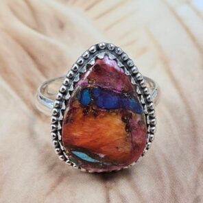 Pink Dahlia Turquoise Size US 9 925 Sterling Silver Ring (REXT25-144)