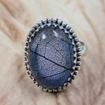 Aurora Opal Leaf Size US 6 925 Sterling Silver Ring (REXT25-134)