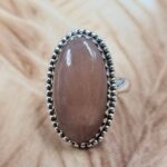 Peach Moonstone Size US 7 925 Sterling Silver Ring (REXT25-172)