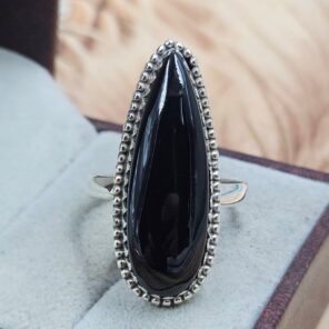 Black Onyx Size US 10 925 Sterling Silver Ring (REXT25-163)