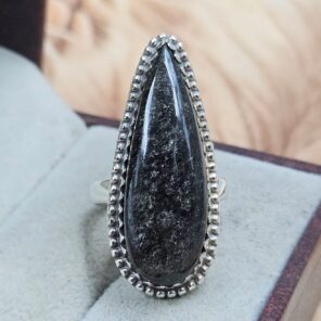 Silver Sheen Obsidian Size US 6 925 Sterling Silver Ring (REXT25-164)