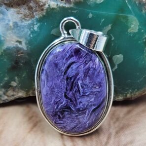 Charoite 1.5" 925 Sterling Silver Pendant (REXT95-171)