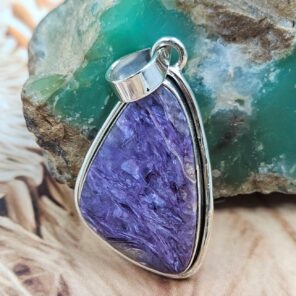 Charoite 1.75" 925 Sterling Silver Pendant (REXT95-172)