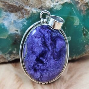 Charoite 1.75" 925 Sterling Silver Pendant (REXT95-192)