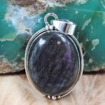 Purple Labradorite 1.75" 925 Sterling Silver Pendant (REXT95-190)