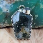 Moss agate 1.5" 925 Sterling Silver Pendant (REXT163-76)