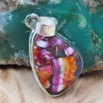 Pink Dahlia Turquoise 1.5" 925 Sterling Silver Pendant (REXT163-1)