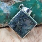 Moss Agate 1.75" 925 Sterling Silver Pendant (REXT163-43)
